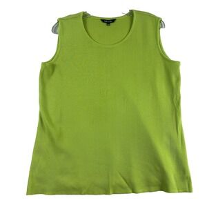 Exclusively Misook Blouse Top Women Sz L Lime Green Sleeveless Smart Office Work